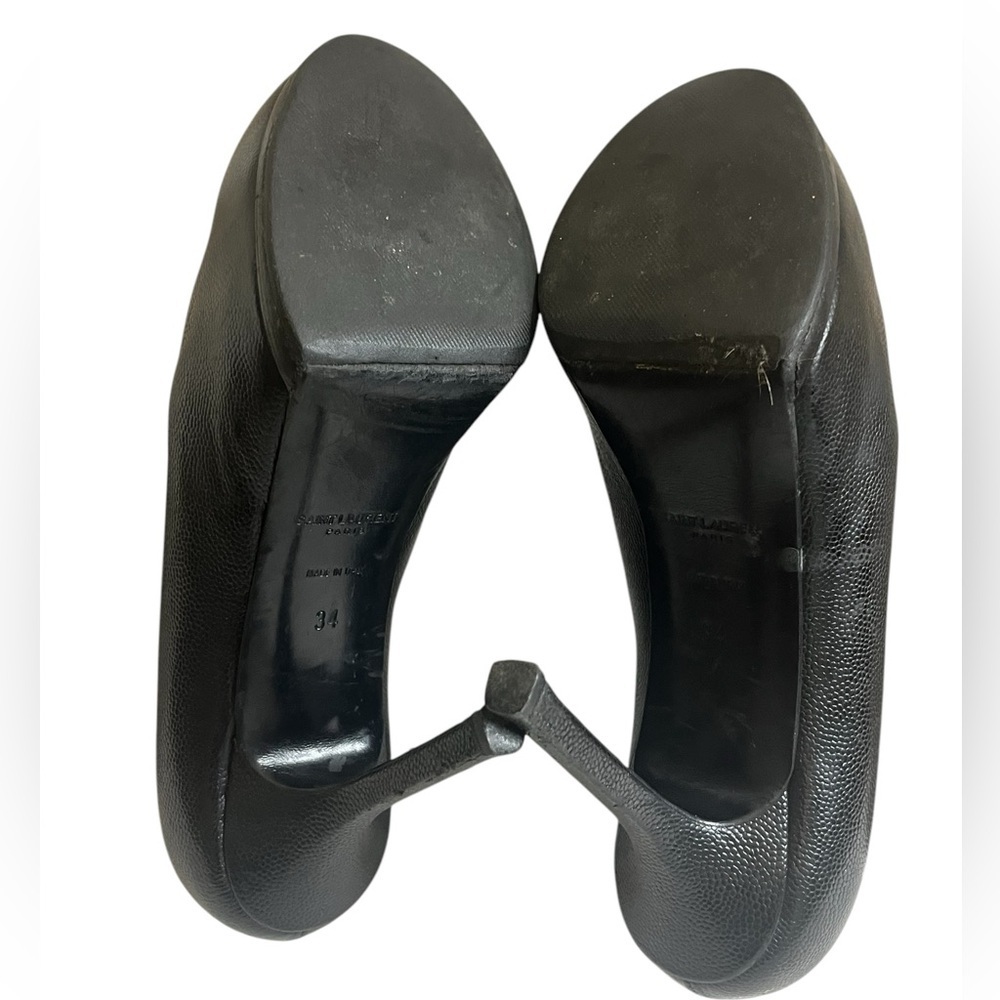 YSL Yves Saint Laurent Embossed Leather Pumps Heels Black size 34 - Picture 15 of 16